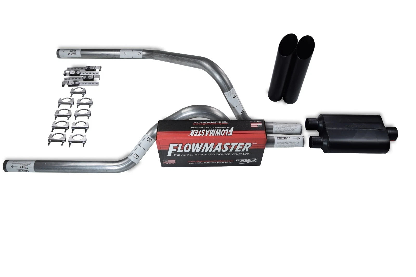 Dual Exhaust Kit for Dodge Dakota (1987–1996) - 2.5" Flowmaster Black Tips