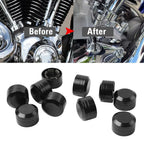 10x Engine Bolt Topper Caps Cover Black for Harley Dyna Softail