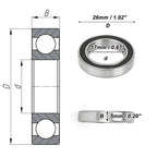 Deep Groove Ball Bearing 6803DD for Scooter Skateboard (17x26x5mm)