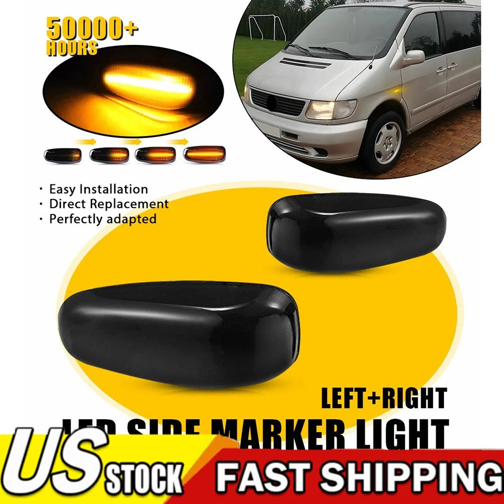 2X Smoked Lens Amber LED Side Marker Lights for Mercedes Sprinter (1995â2006)