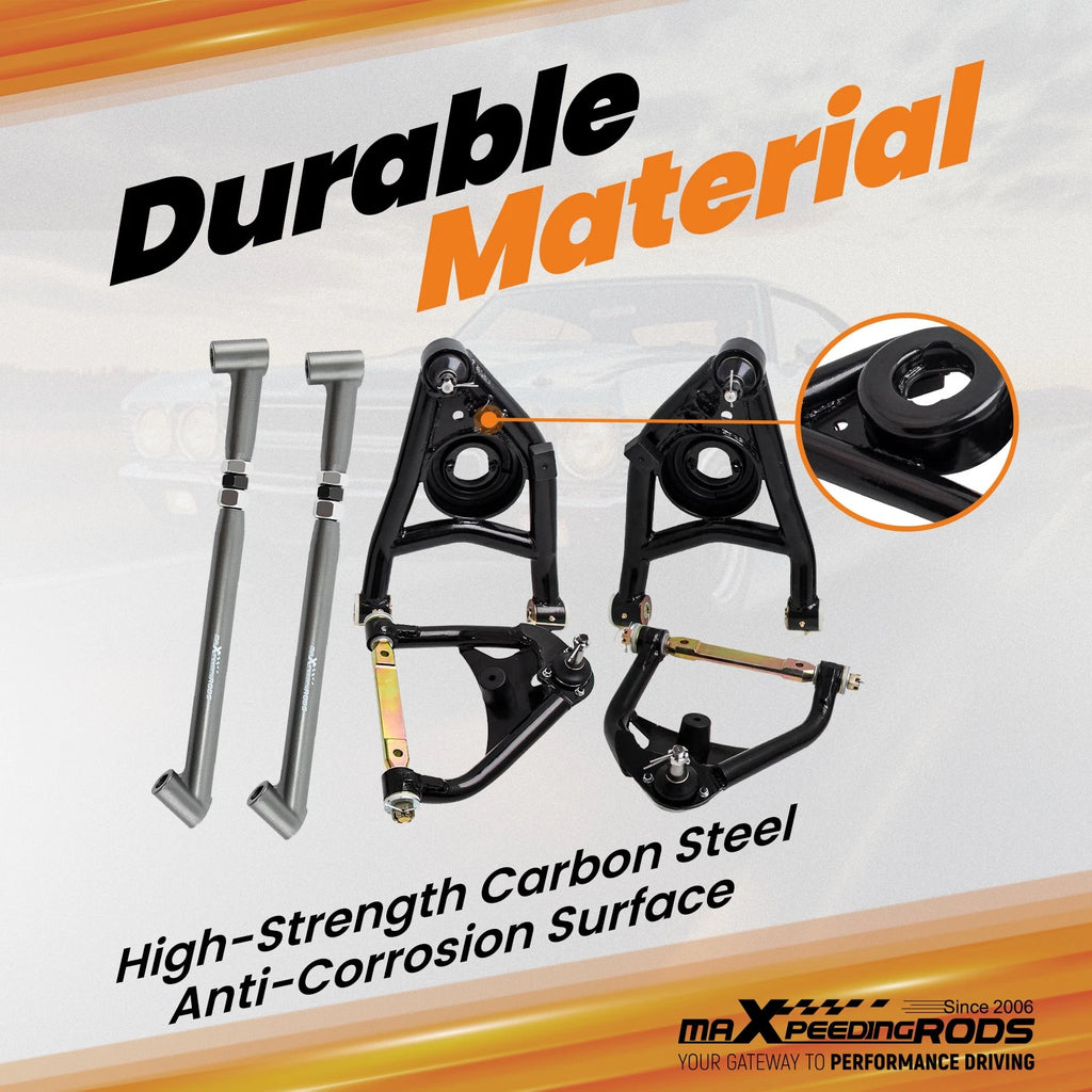 Tubular Control Arms + Rear Trailing Arm Brace Kit for Chevy Chevelle (1968–1972)