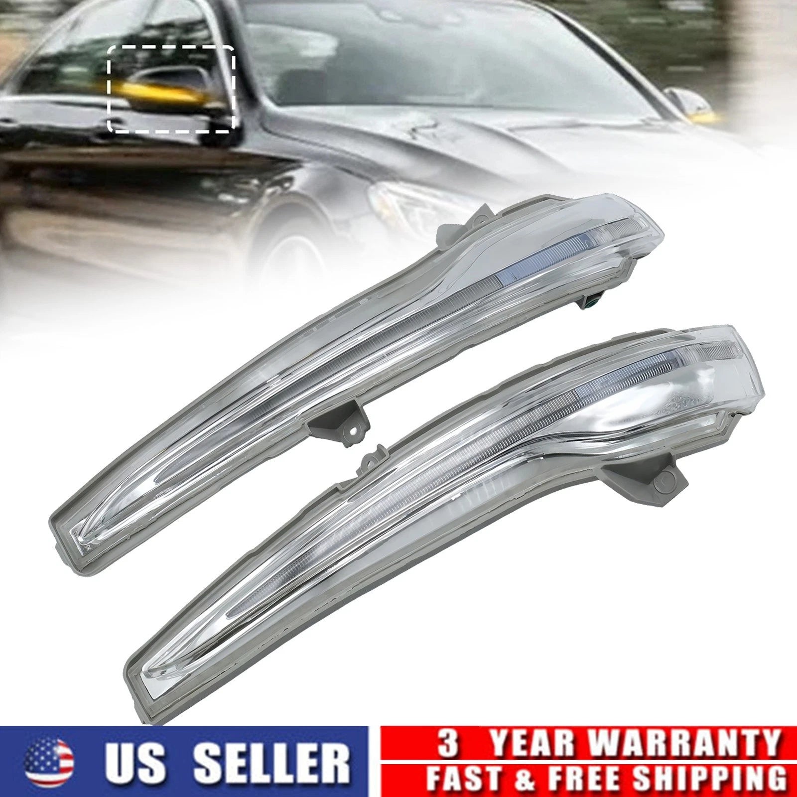 Side Mirror Turn Signal Lights Pair for Mercedes Benz W205 W166 (2015–2020)