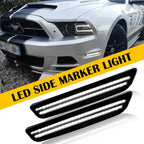 2X White Smoke LED Front Bumper Side Marker Lights for Ford Mustang (2010–2014)
