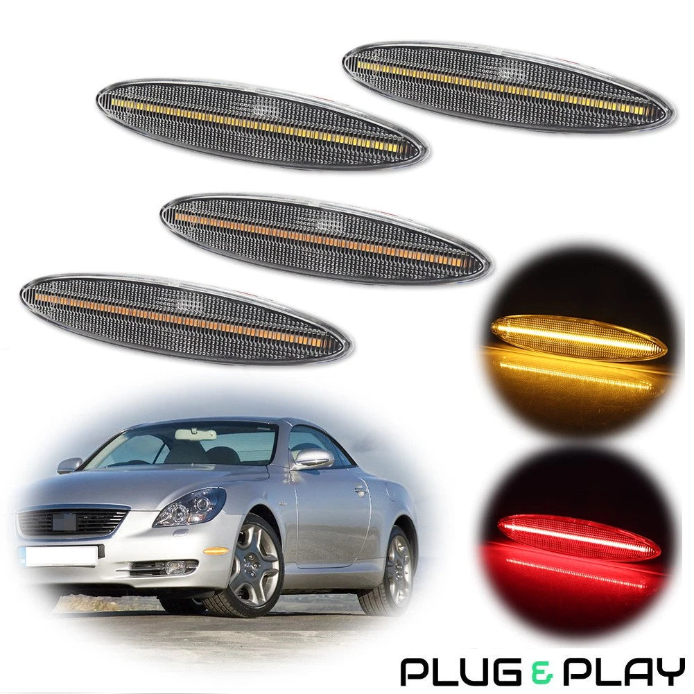 Set of 4 Amber Red LED Side Marker Lights for Lexus SC430 (2002–2010)