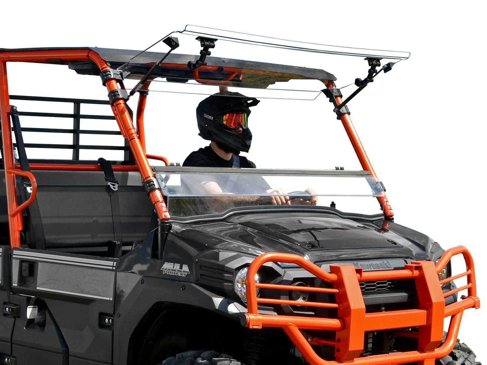 Scratch Resistant Flip Windshield for Kawasaki Mule Pro FXT/DXT/DX/FX (2015–2023)