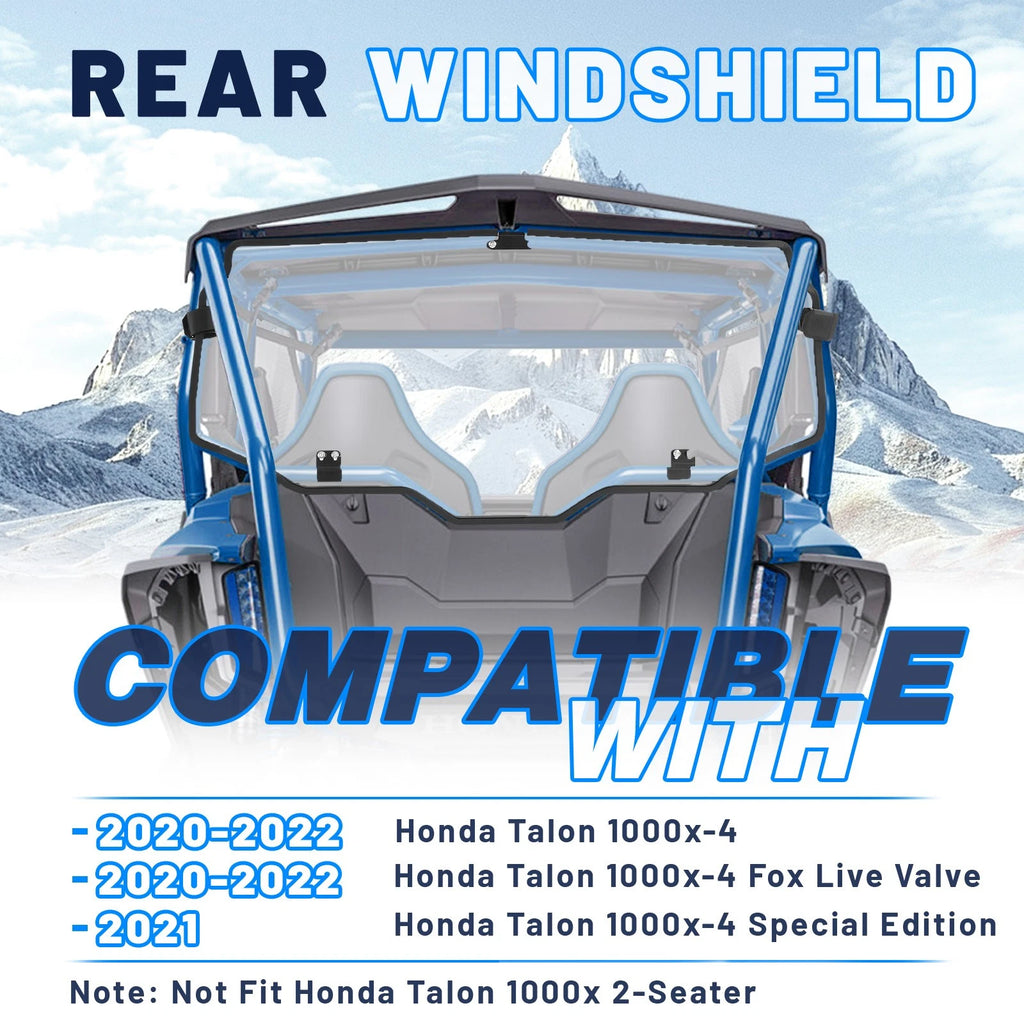 Clear Rear Windshield for Honda Talon 1000X-4 (2020–2023)