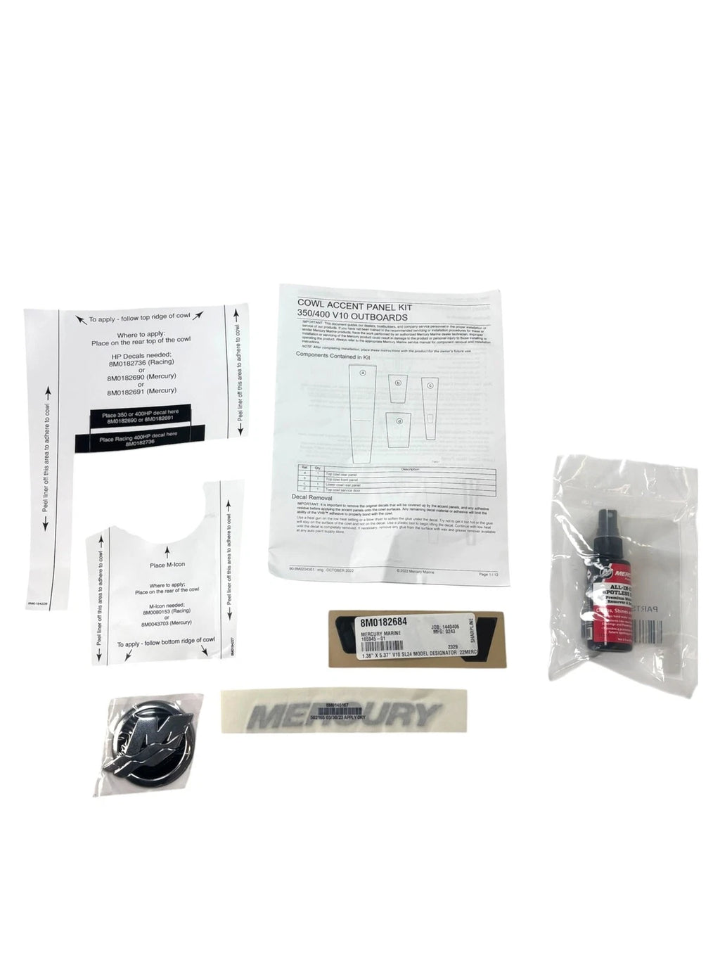 Cowl Accent Panel Kit for Mercury 350/400 V10 Outboards (Decals Only)