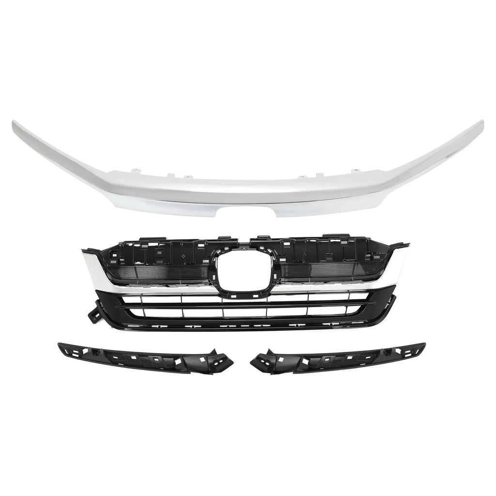 Front Bumper Grille for Honda Pilot (2019–2022) w/ Chrome Molding Trim
