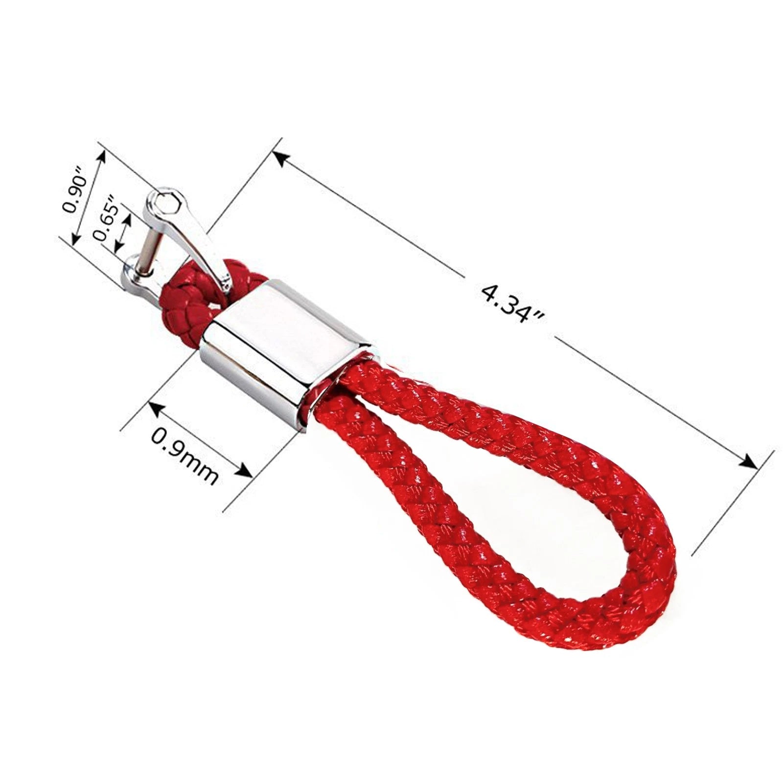 Braided Red Leather Key Chain Strap Ring for Car Key Fob (Universal)