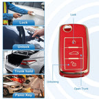 Silicone Key Fob Case Cover for Volkswagen Tiguan (2010–2017) Red