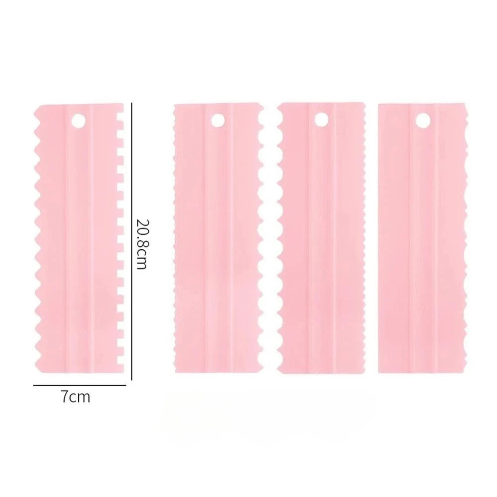 Set of 4 ABS Plastic Cake Scrapers for Smooth Fondant Finishing