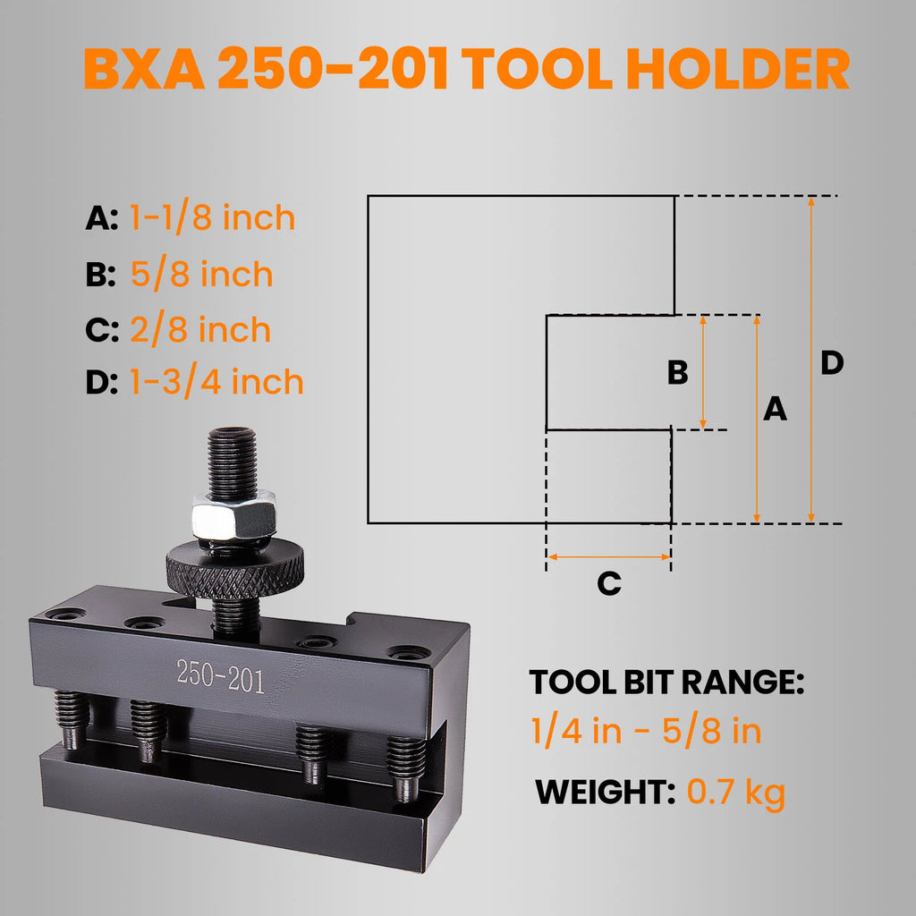 5pcs Quick Change Lathe Tool Post Holder Kit 250-201 for