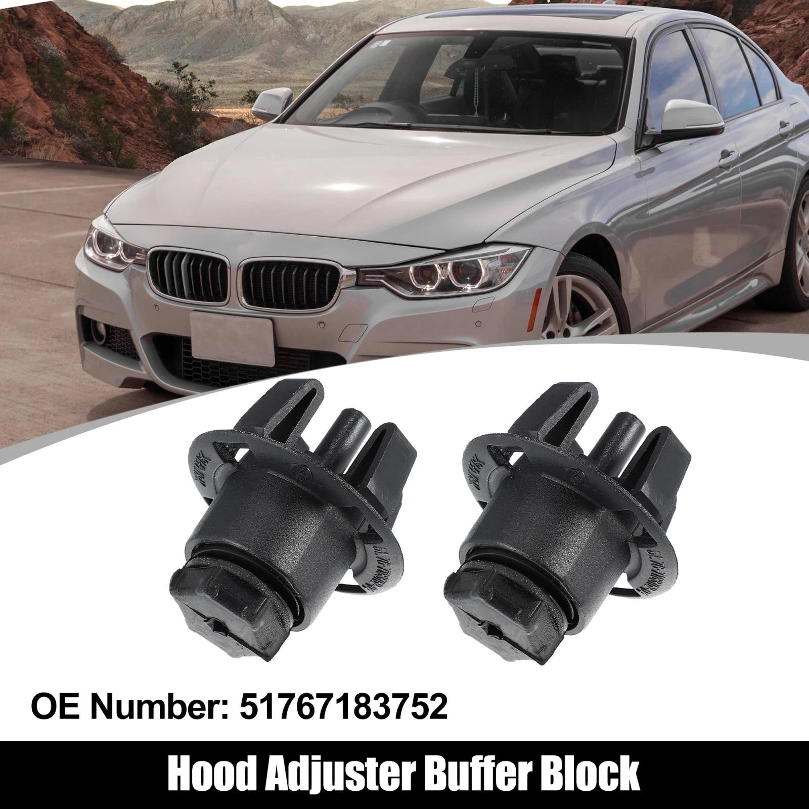 2X Bonnet Hood Adjuster Buffer Block for BMW (No. 51767183752)