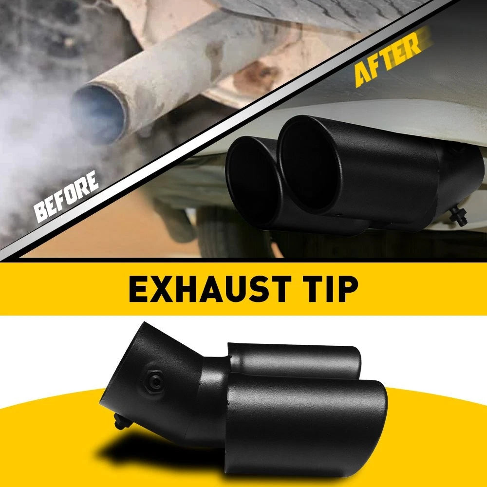 Dual Exhaust Pipe Tail Muffler Tip for Various Vehicles (Replace Kit)