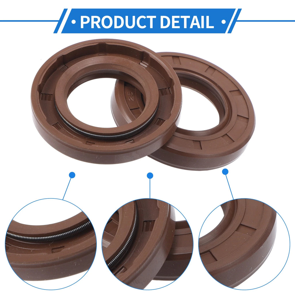 2X Oil Seal Rotary Shaft Seal for Various Models (25x45x7mm) FKM Rubber