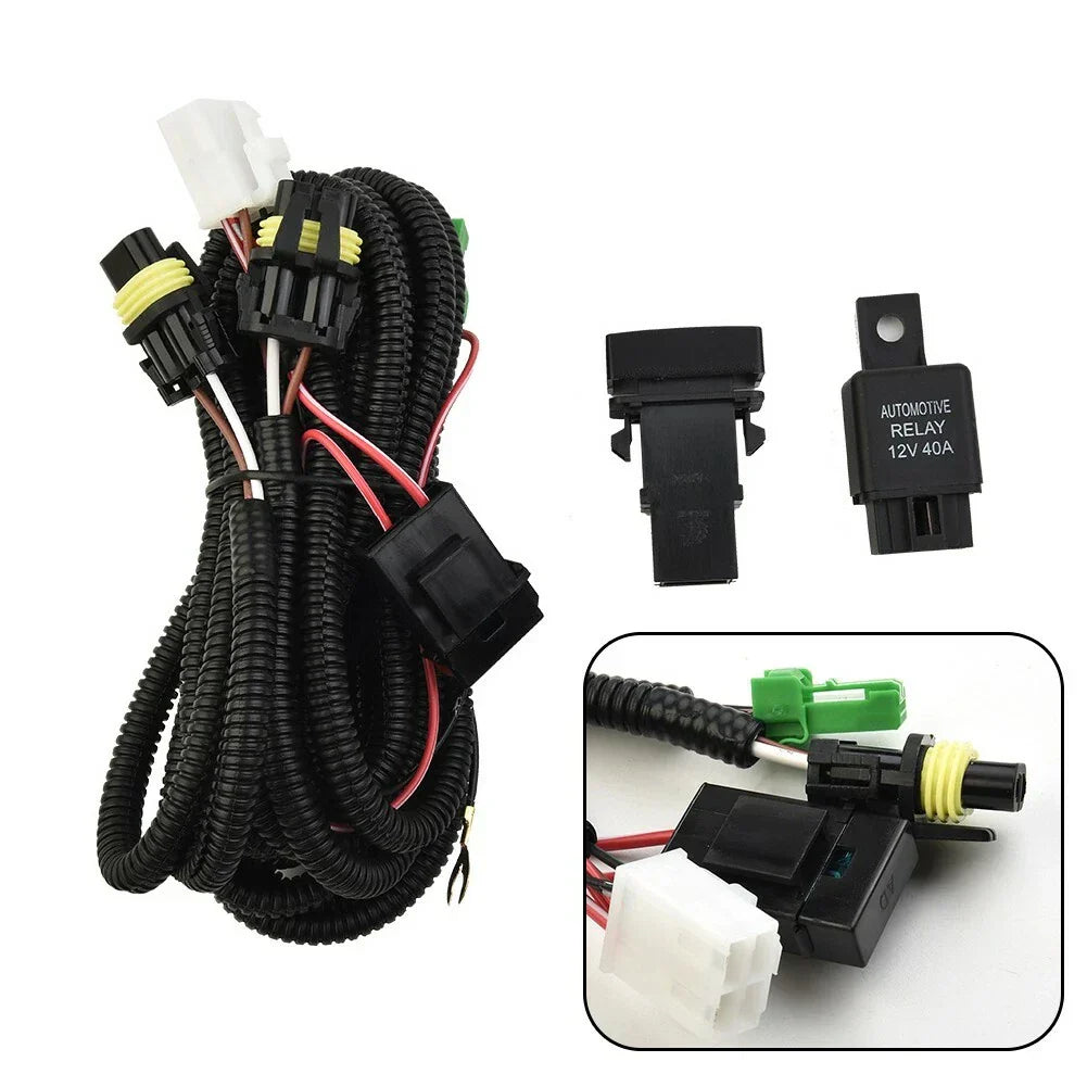 H11 Fog Lights Wiring Harness Socket w LED Indicator + Automotive Relay for Car