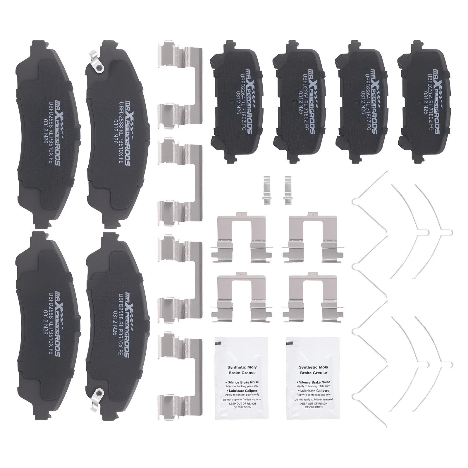 8pcs Brake Pads Set for Honda Ridgeline Pilot/Acura MDX (2006–2021)