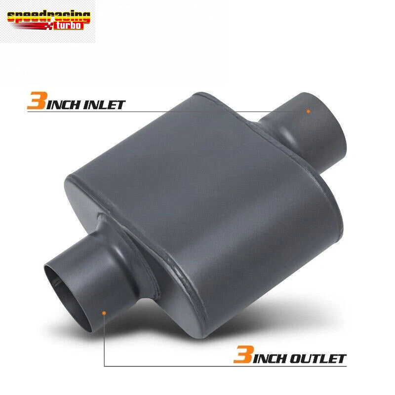 Set of 2 Stainless Steel 3" Center Inlet/Outlet Exhaust Muffler