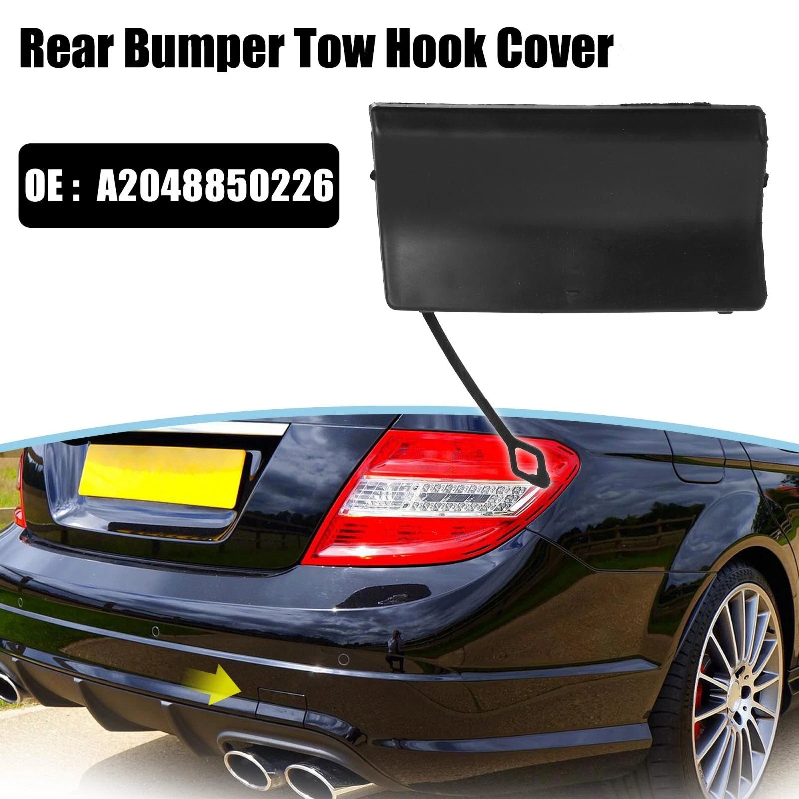 Tow Hook Cover A2048850226 for Mercedes Benz (2008–2011) Black