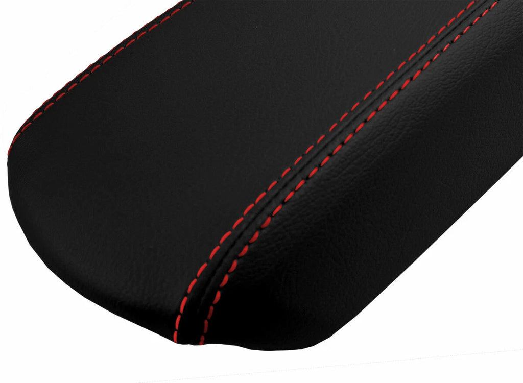 Console Lid Pull Over Cover for Ford Focus (2008–2011) Black Red Stitch