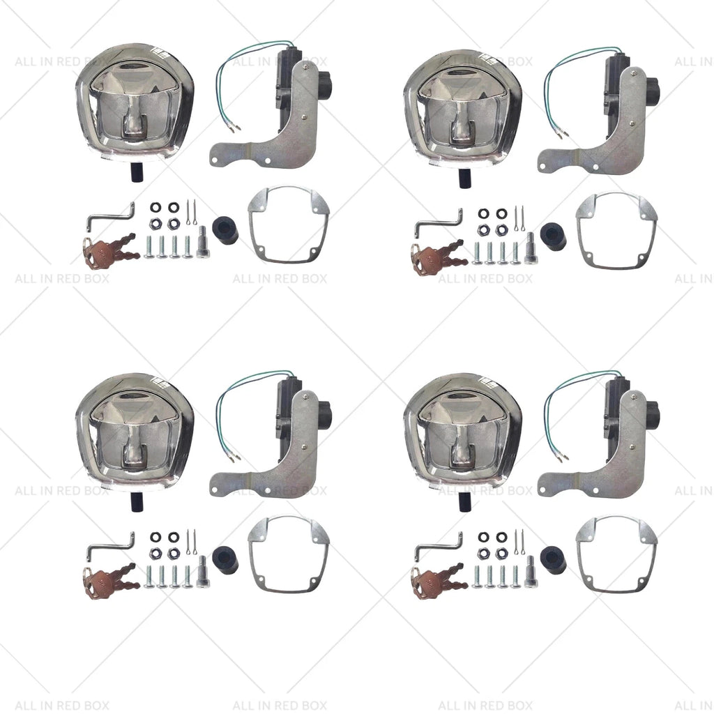 Set of 4 Chrome Power Operated Recessed Folding T-Lock Handles for Toolbox