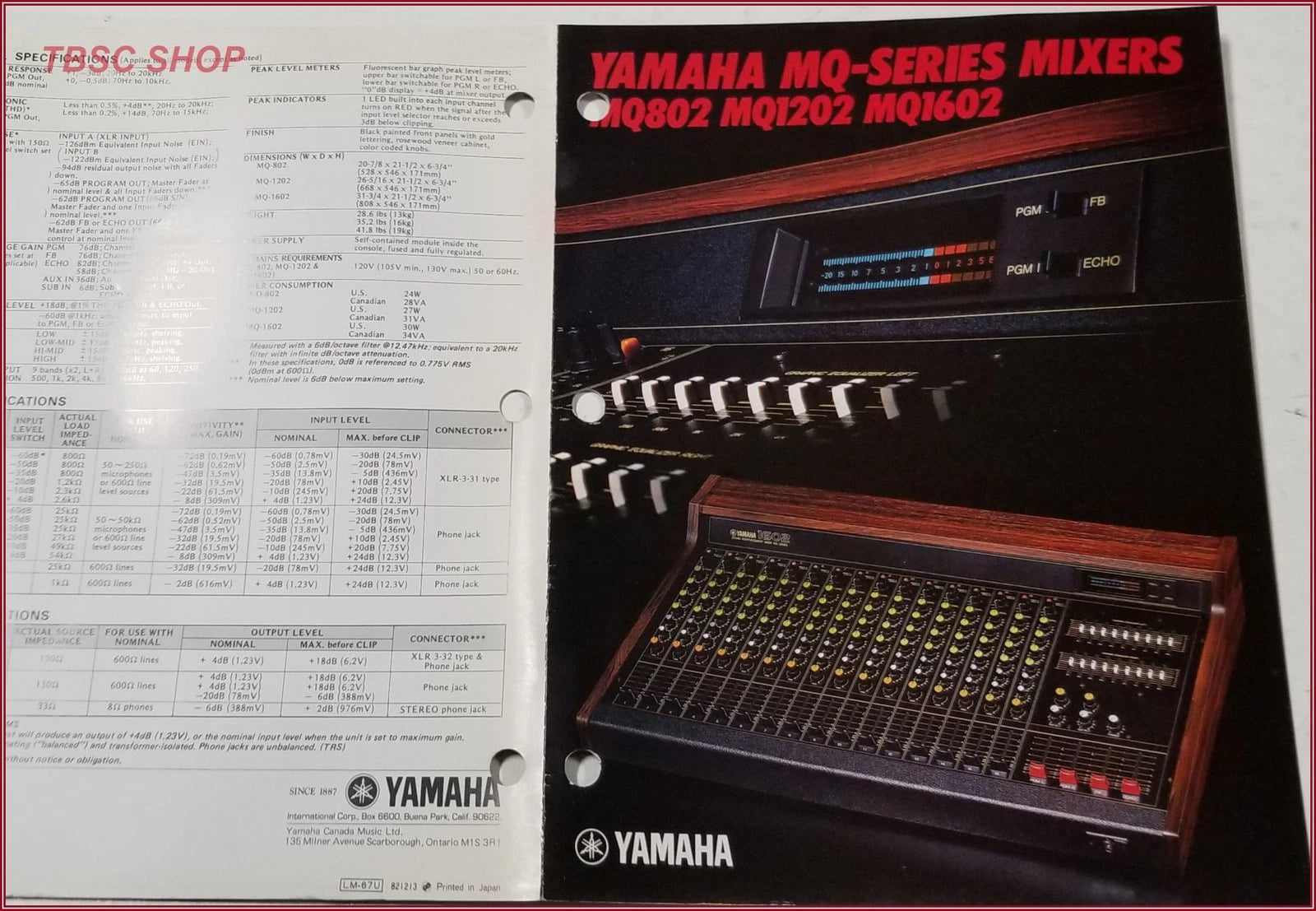 Mixing Console Sales Brochure for Yamaha MQ Series (MQ802, MQ1202, MQ1602)