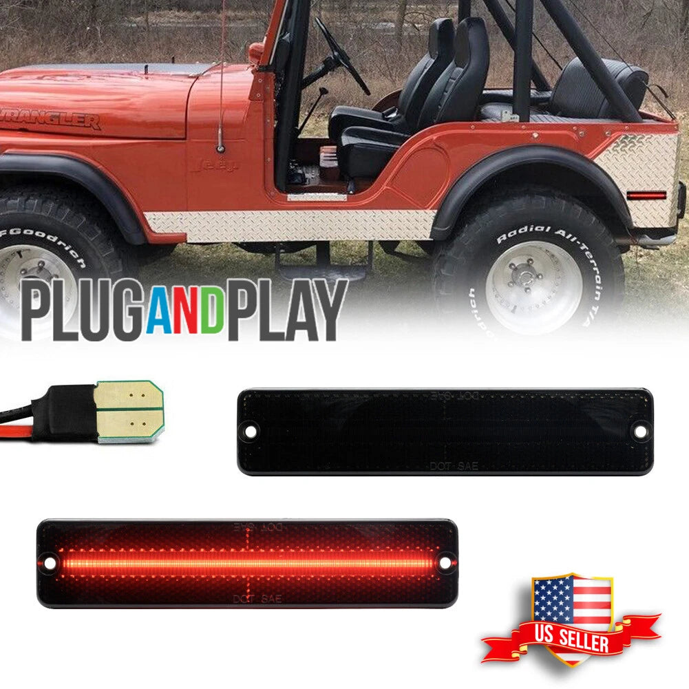 Smoked LED Rear Side Marker Lights for Jeep CJ5 CJ6 CJ7 CJ8 SJ Wagoneer (1970–1986)