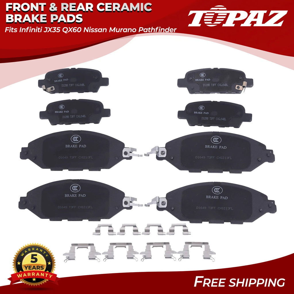 Set of 4 Ceramic Brake Pads for Infiniti JX35 QX60 Nissan Murano Pathfinder (2013–2019)