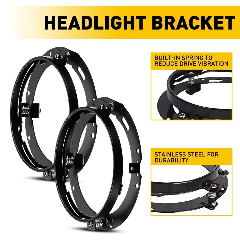 2X Headlight Mounting Brackets for Jeep Wrangler JK (2007–2016)