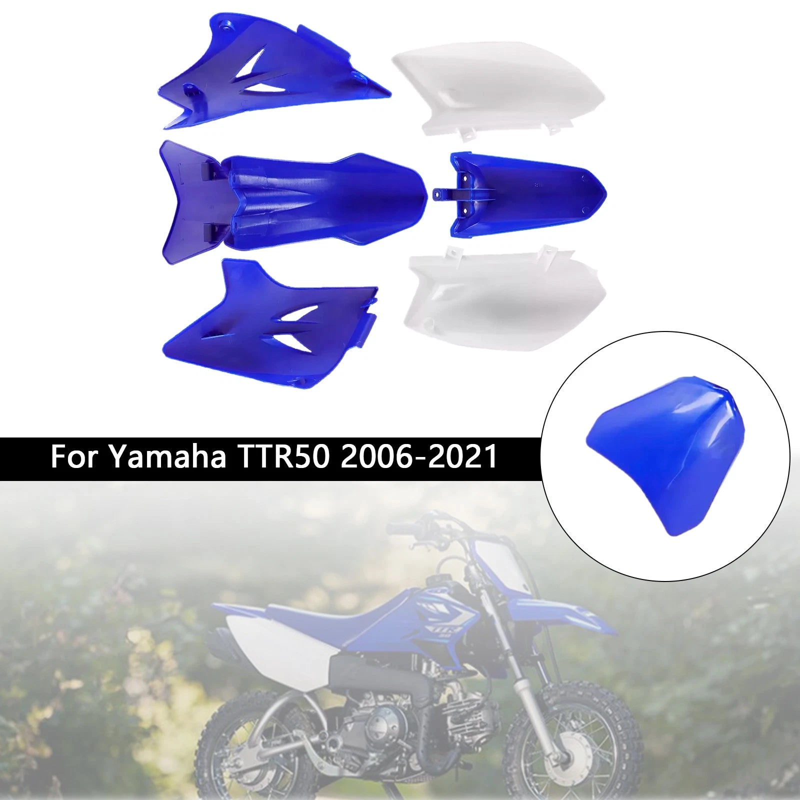 Body Plastic Kit Front Rear Fender Fairing for Yamaha TTR50 (2006–2021) Blue