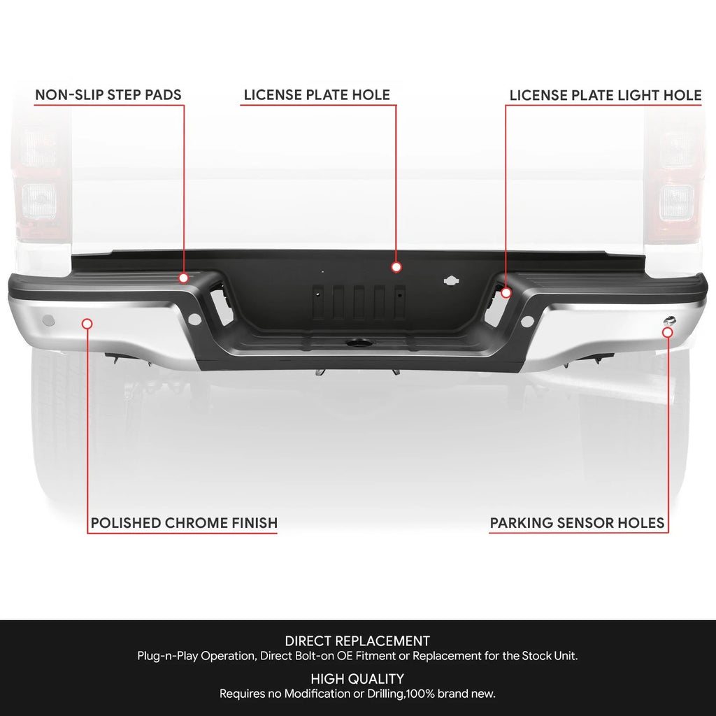 Chrome Rear Step Bumper Assembly for Ford Ranger (2019–2023)