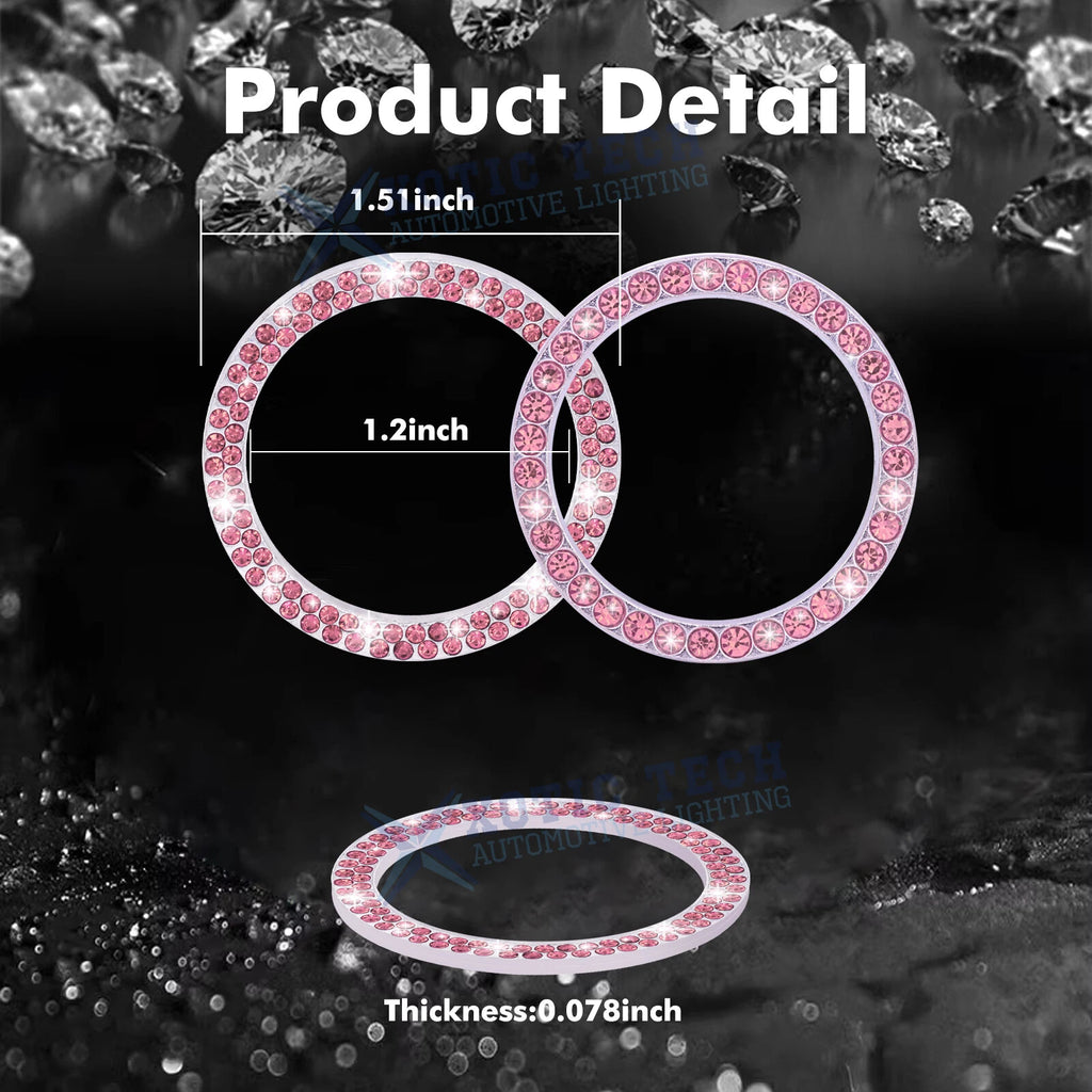 Sparkly Pink Push Start Button Decorative Ring Sticker Combo Kit for Universal Fit (2020-2024)