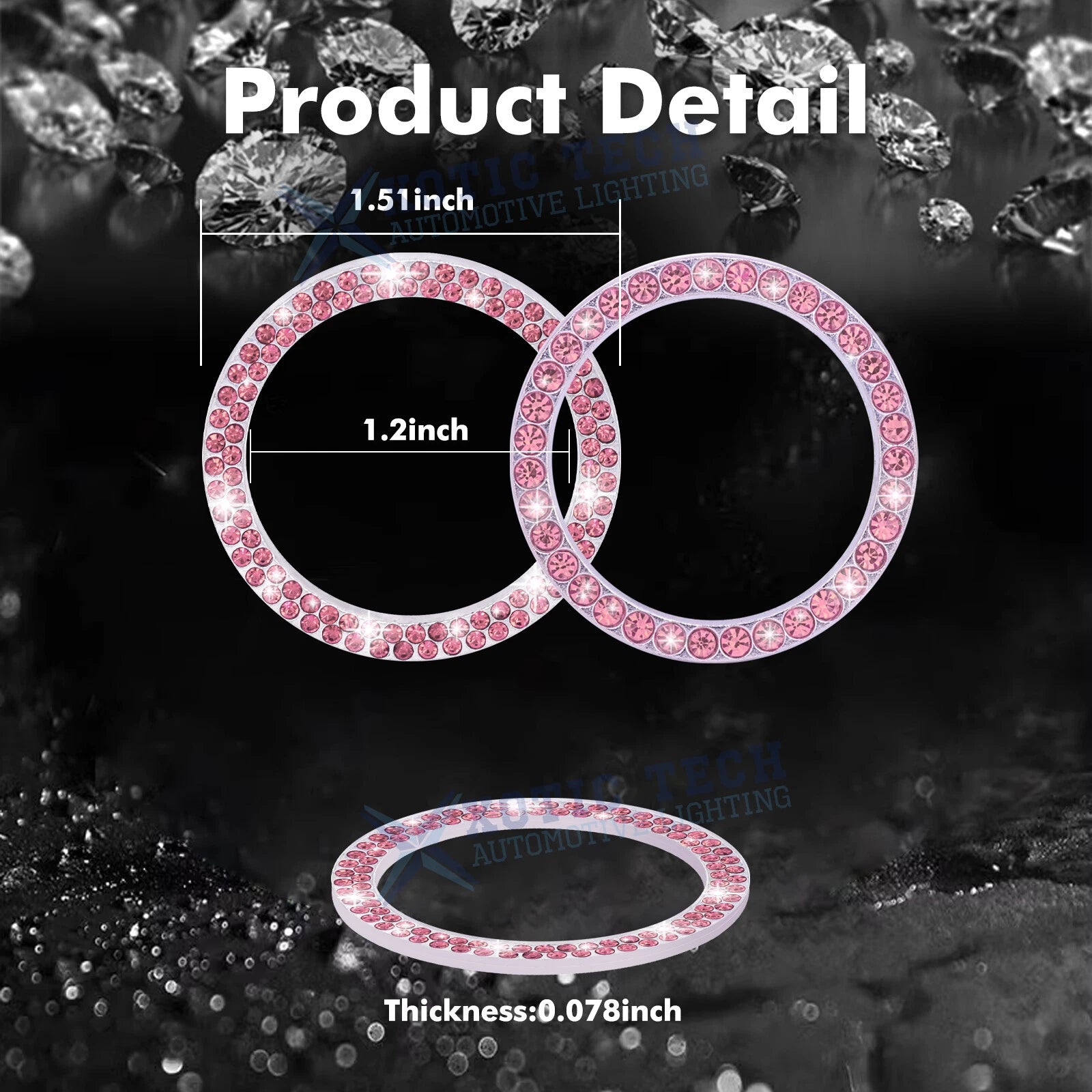 Sparkly Pink Push Start Button Decorative Ring Sticker Combo Kit for Universal Fit (2020-2024)