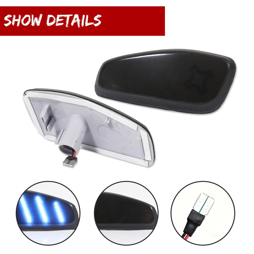 2X Smoked Ice Blue LED Side Marker Lights for Jeep Renegade (2015–2023)