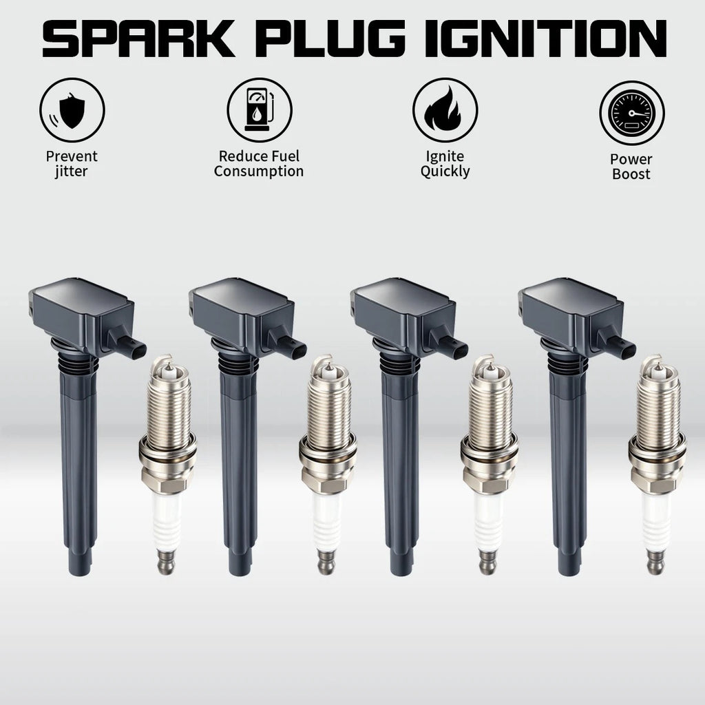 4X Ignition Coils & Spark Plugs Set for Jeep Compass Dodge Dart (2011–2023)