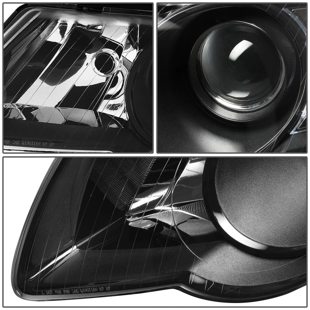 Pair of Black/Clear Side Headlight Lamps for Volkswagen Jetta (2006–2010)