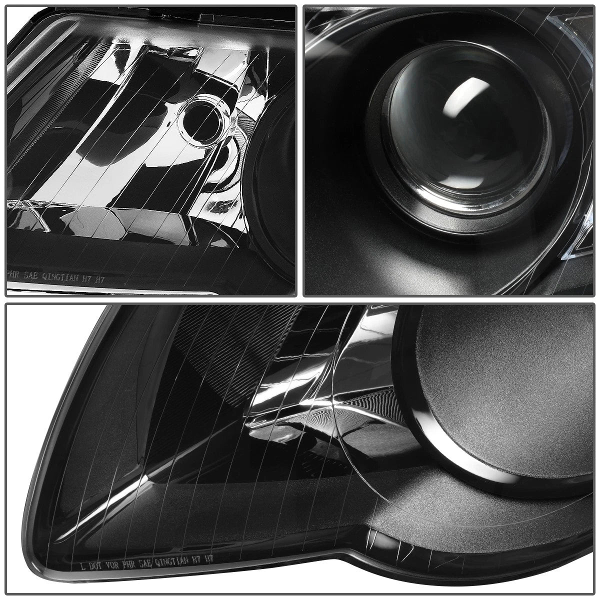 Pair of Black/Clear Side Headlight Lamps for Volkswagen Jetta (2006–2010)