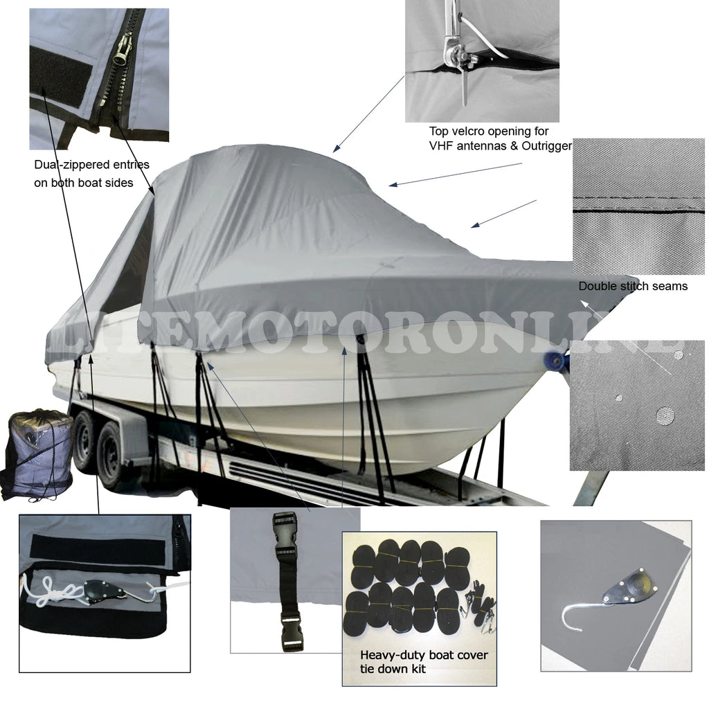 26' Center Console T-Top Hard-Top Boat Cover for NorthCoast (Dry-Tech)