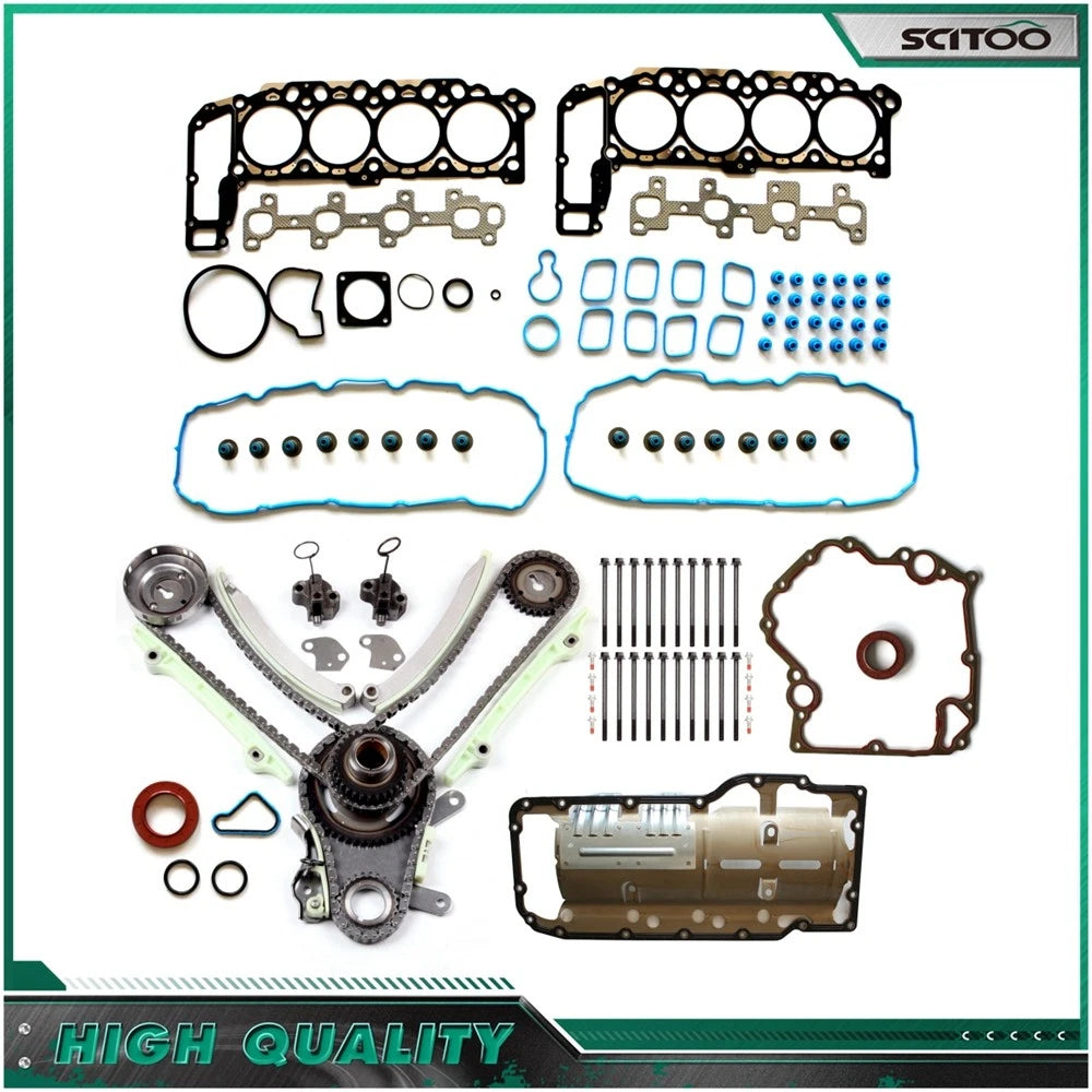 Timing Cover Gasket & Timing Chain Kit with Head Bolts for Dodge Ram 1500 (2002)