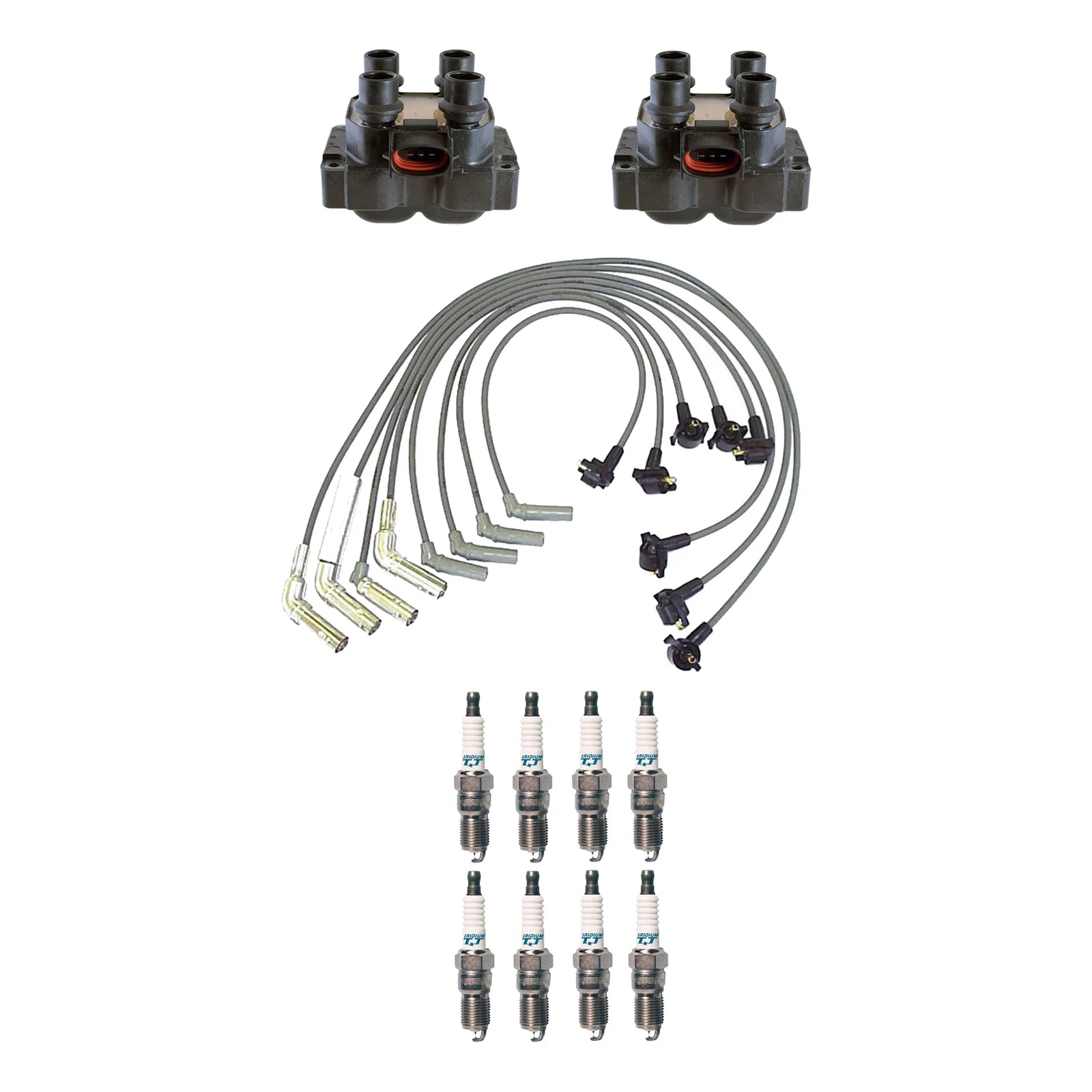 Set of 2 Ignition Coils & 8 IridiumTT Spark Plugs for Ford Mercury (5.0)