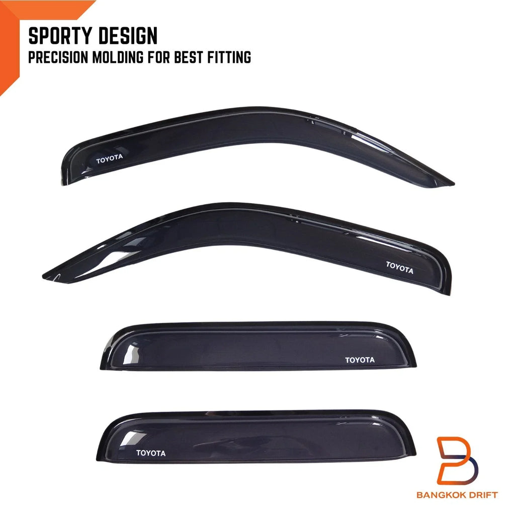 Slim Weathershields Door Visors for Toyota Hilux Dual Cab (1998-2004) Black
