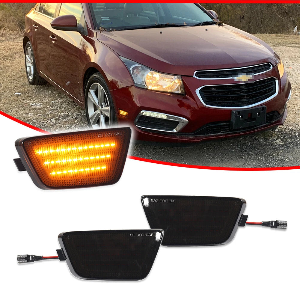 Smoked Lens Amber LED Front Bumper Side Marker Lights for Chevy Cruze (2011–2015)