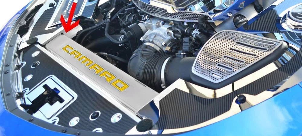 Carbon Fiber Front Header Plate w Yellow Vinyl Inlay for 2016-2019 Camaro