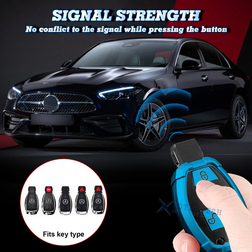 Blue TPU Remote Key Fob Cover Shell for Mercedes B C E G SLK (2011-2016)