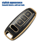 TPU Keyless Remote Cover for Audi A6 (2012–2018) 726215952568 Black Gold Tone