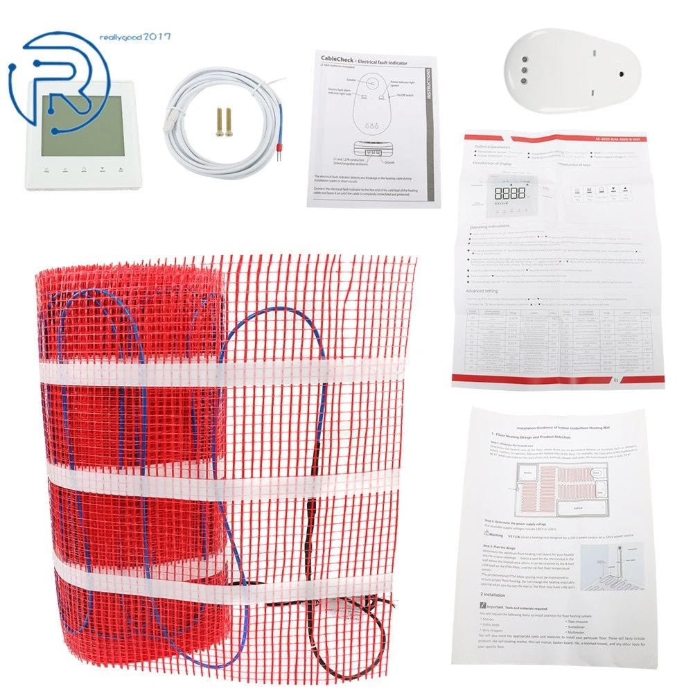 Electric Radiant Floor Heating Mat Kit for Bathroom Kitchen (100 Sqft)