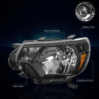 Set of 2 Black Housing Amber Corner Headlights for Tacoma (2012–2015)