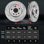 Front Rear Disc Brake Rotors Pads for Hyundai Elantra (2017–2020)