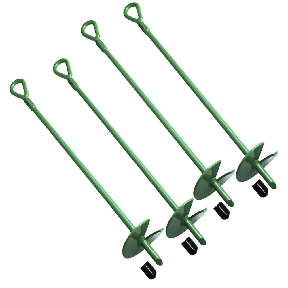 4 x 18" Heavy Duty Green Ground Anchor Hook Solid Steel Shaft