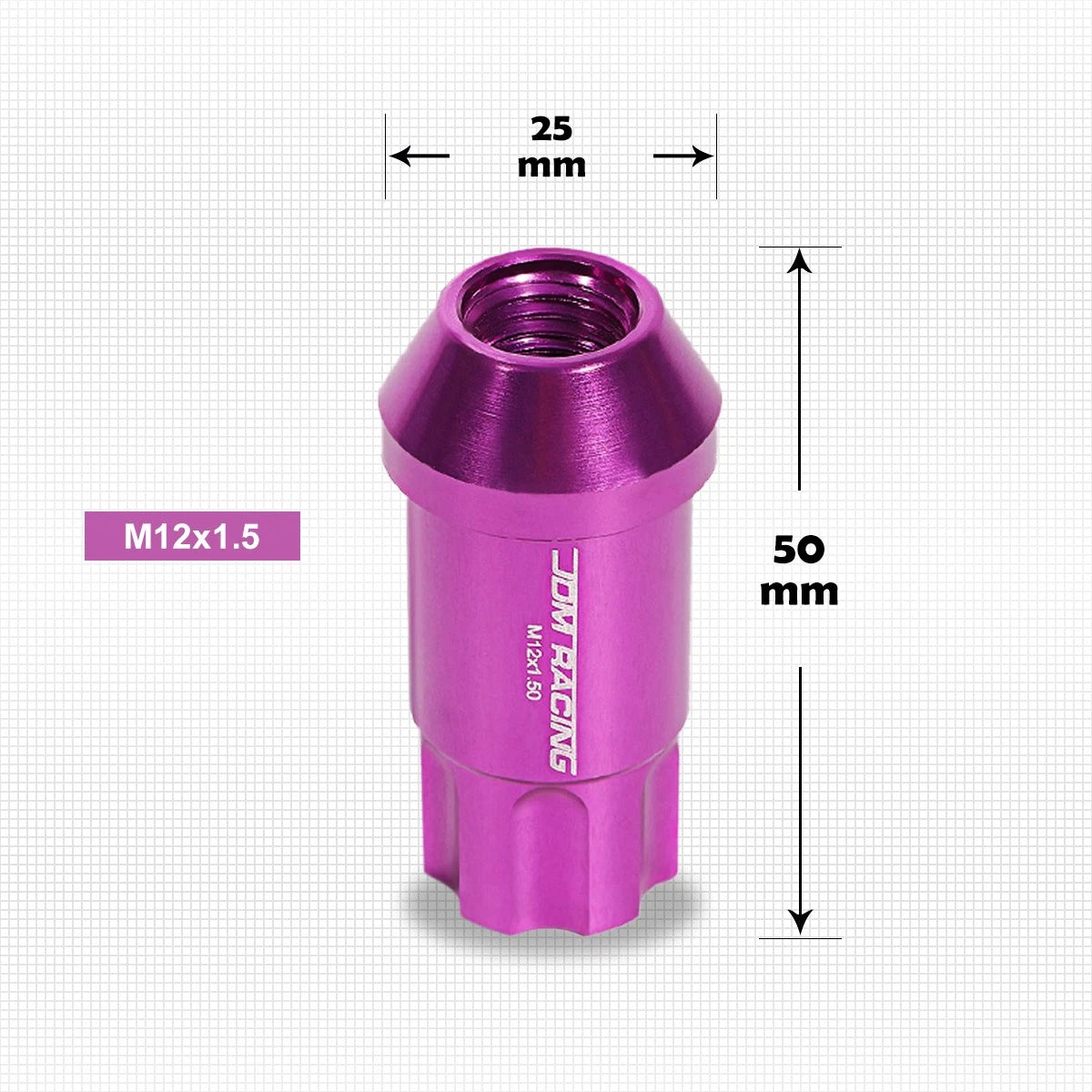 20Pc M12X1.5 Purple JDM Open End Aluminum Spline Wheel Lug Nuts + Key